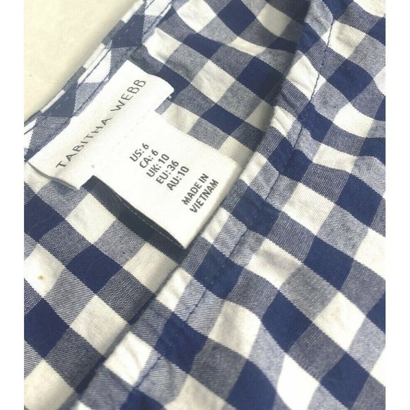 Tabitha Webb Womens 6 Small Gingham Shift Dress Mini Short Blue White Ruffles - Picture 4 of 4
